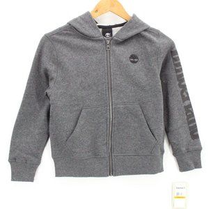 Timberland Hoodie Sweatshirt Boys Kids Gray Full Zip Cotton Size Small S NWT